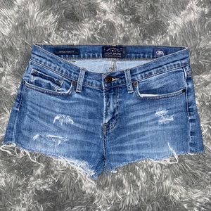 Medium Wash Distressed Denim Shorts
